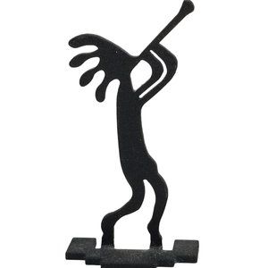 Black Metal Mini Kokopelli Silhouette of Native American Spirit Flute Player